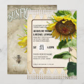 Invitation Été Automne Fleur de soleil Floral Abeilles de boi (Devant / Derrière)