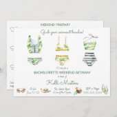 Invitation Été Bachelorette Week-end Getaway Itinéraire (Devant / Derrière)