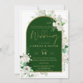 Invitation Été Blanc Roses Emerald Green Arch Mariage (Devant)