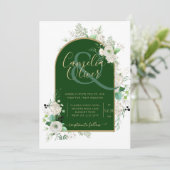 Invitation Été Blanc Roses Emerald Green Arch Mariage Inv (Debout devant)
