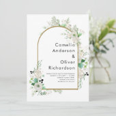 Invitation Été Blanc Roses Emeraude Mariage (Debout devant)