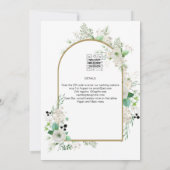 Invitation Été Blanc Roses Emeraude Mariage (Dos)