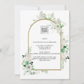 Invitation Été Blanc Roses Émeraude Sage Verdure MARIAGE (Dos)