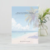 Invitation Été bleu élégant et joli mariage au bord de la mer (Debout devant)