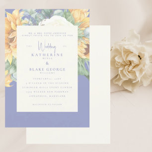 Invitation Eté Bleu Élégant Tournesol Mariage toscan II