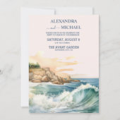 Invitation Été Bleu Océan Vagues Plage tropicale Mariage (Devant)