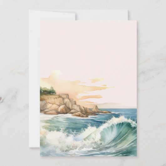 Invitation Été Bleu Océan Vagues Plage tropicale Mariage (Dos)