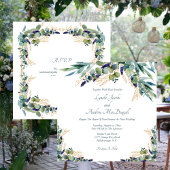 Invitation Eté Bleu Vert Aquarelle Mariage Floral