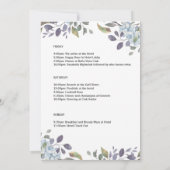 Invitation Été Blue Floral Bachelorette Week-end Itinéraire (Dos)