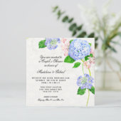 Invitation Eté Blue Hydrangea Aquarelle Couples Douche (Debout devant)