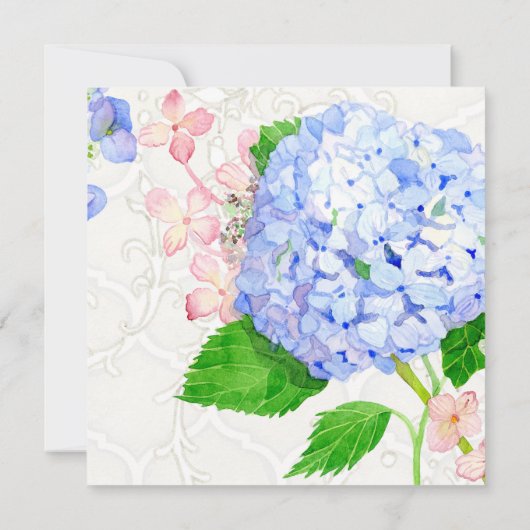 Invitation Eté Blue Hydrangea Aquarelle Couples Douche (Dos)