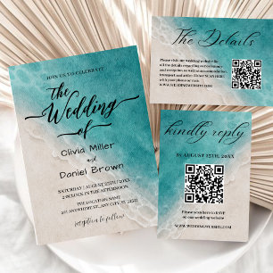 Invitation Eté Blue Ocean Beach Mariage