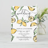 Invitation Eté Boho Aquarelle Citron Citrus Verdure (Debout devant)