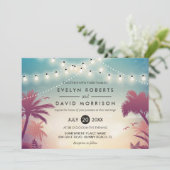 Invitation Été Chaîne Lights Palm Tree Mariage extérieur (Debout devant)