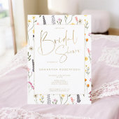 Invitation Été chic fleurs sauvages or script nuptiale douche