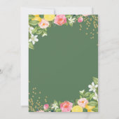 Invitation Été Citron vert Vert rose Floral Girl Baptême (Dos)