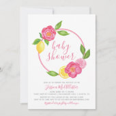Invitation Été Citrus Floral citron Fille Baby shower (Devant)