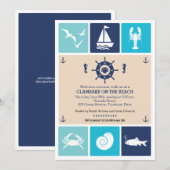 Invitation Été Clambake Nautic Beach Icons (Devant / Derrière)