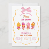 Invitation Été Crème glacée cri 4 Crème glacée 4ème anniversa (Devant)