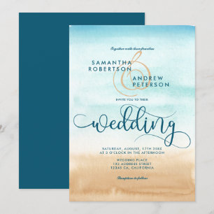 Invitation Été destination plage chic script mariage