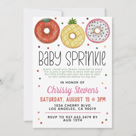 Invitation Été Donut Baby Sprinkw Shower (Devant)