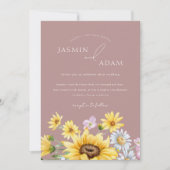 Invitation Été Dusty Pink Sunflowers Monogram Mariage (Devant)