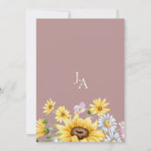 Invitation Été Dusty Pink Sunflowers Monogram Mariage (Dos)