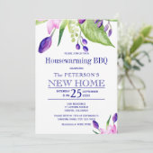 Invitation Été fleuri élégant ménage barbecue (Debout devant)