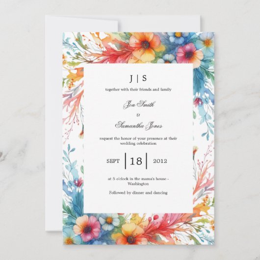 Invitation été fleuri et coloré (Devant)