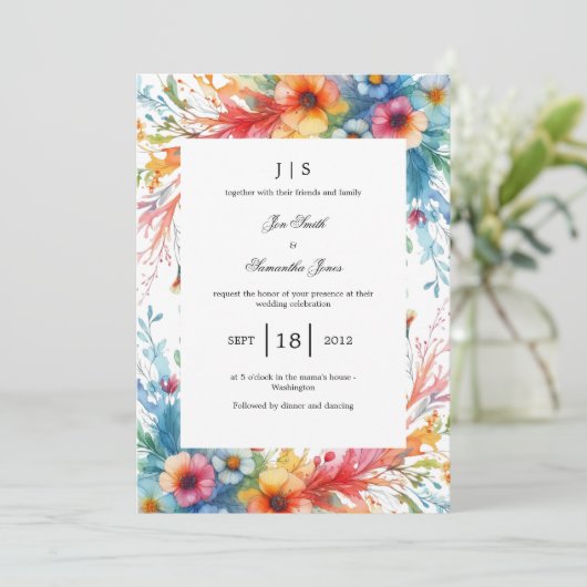 Invitation été fleuri et coloré (Debout devant)