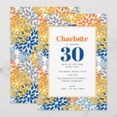 Invitation Été Floral Abstrait Couleurs vives Anniversaire (Devant / Derrière)