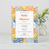 Invitation Été Floral Abstrait Couleurs vives Baby shower (Debout devant)