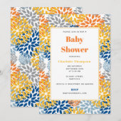Invitation Été Floral Abstrait Couleurs vives Baby shower (Devant / Derrière)
