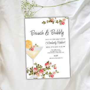 Invitation Été Floral Brunch Bubbly Champagne Baby shower