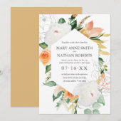 Invitation Été Floral Orange Mariage botanique géométrique (Devant / Derrière)
