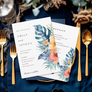 Invitation Été floral tropical tout en un Mariage