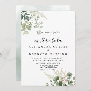 Invitation Été Floral Vert Foliage Nuestra Boda Mariage