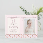 Invitation Été, Fraises, Ruban Photo 1er Anniversaire (Debout devant)