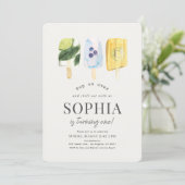 Invitation Eté Fruit Popsicle Aquarelle 1er Anniversaire (Debout devant)
