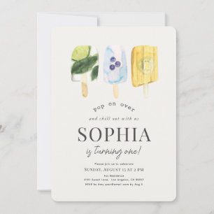 Invitation Eté Fruit Popsicle Aquarelle 1er Anniversaire