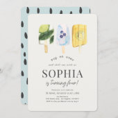 Invitation Eté Fruit Popsicle Aquarelle Anniversaire (Devant / Derrière)