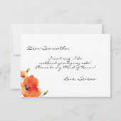 Invitation Été Golden Poppy Bridesmaid Maid of Honor (Dos)