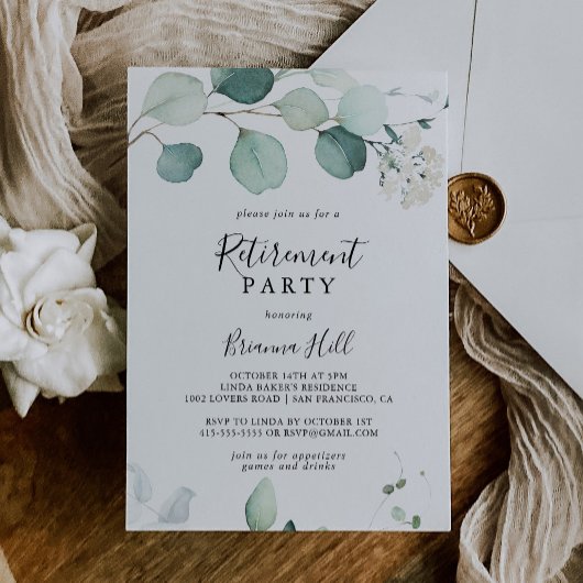 Invitation Été Green Eucalyptus Foliage Parti de retraite