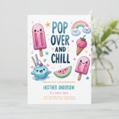 Invitation Été Ice Pop Popsicle Crème de glace Anniversaire E (Debout devant)