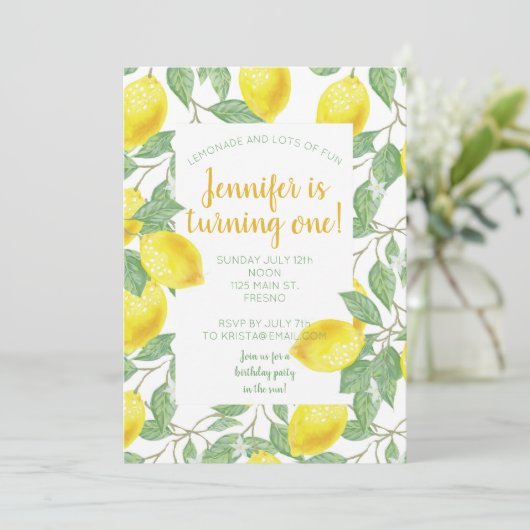Invitation Été jaune citron doux. (Debout devant)