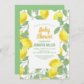 Invitation Été jaune citron doux.                      (Devant / Derrière)