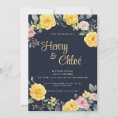 Invitation Été jaune rose menthe marine bleu péréales Mariage (Devant)