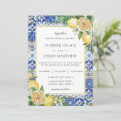 Invitation Été Lemon Floral Verdure Destination Mariage (Debout devant)