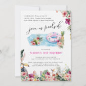 Invitation Été Luau | Piscine tropicale Anniversaire (Devant)