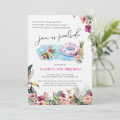 Invitation Été Luau | Piscine tropicale Anniversaire (Debout devant)